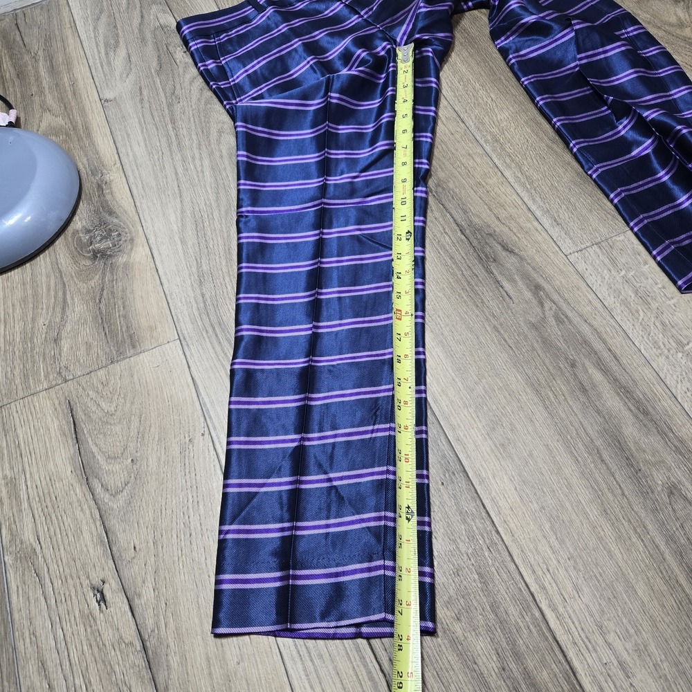 NWT Banana Republic Ryan Navy Blue Purple Striped Satin Trouser Pants Size 6S - Picture 7 of 8